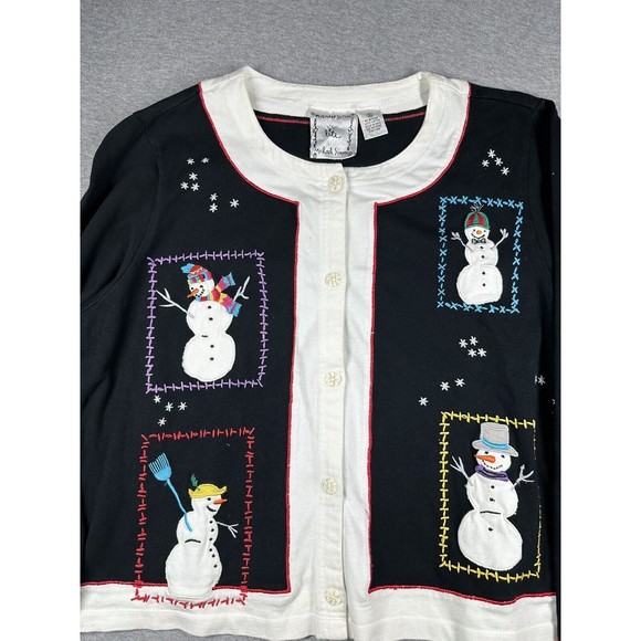 Vintage michael simon lite XL‎ womens cardigan snowman theme Top Christmas ugly - Picture 1 of 10